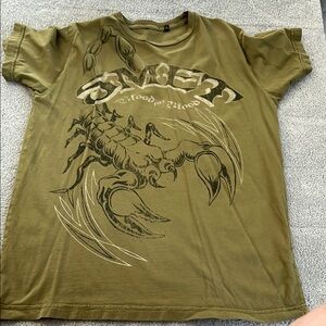 Christian Audigier Green Short Sleeve Tee with Dynamic Bird Design